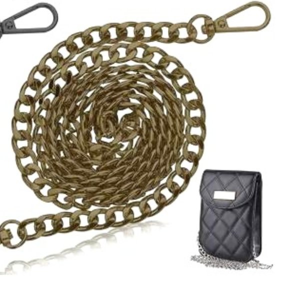 NWT 47" Crossbody Shoulder Strap Flat Chain Antique Brass Lobster Clasp Jewelry
